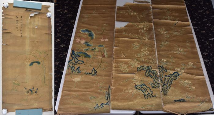 early Chinese silk embroideries on scrolls