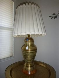 Moroccan brass/wood table lamp