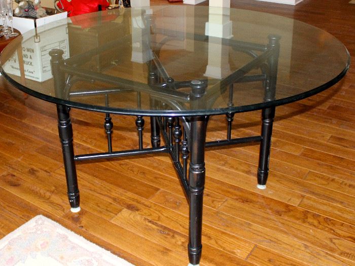 glass topped round table