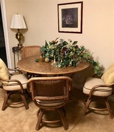 Darling Table and four swivel rattan chairs