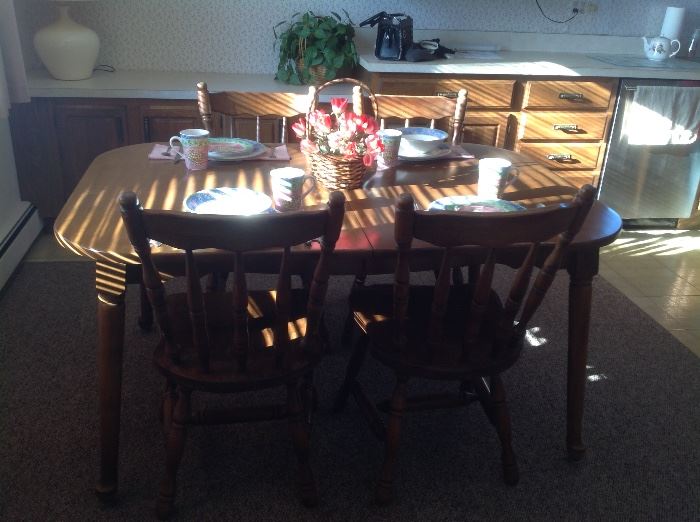 Dining room table with leaves and pads...95.....6 chairs...75.  Can be sold separately 