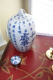 Lots of blue and white ginger jars 
