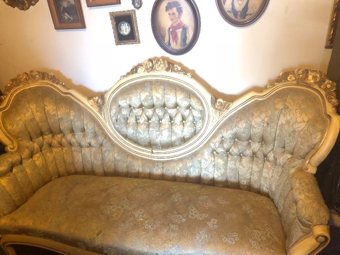 Victorian sofa with matching armchairs 