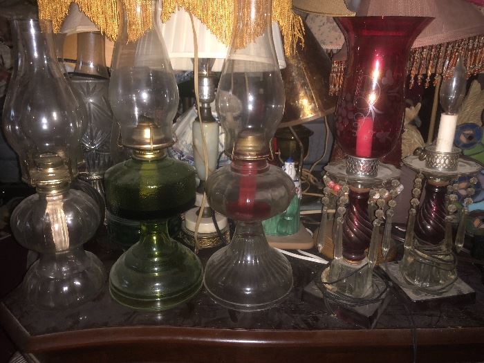Antique oil lamp collection 