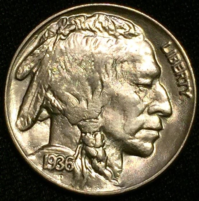 1936 Indian Head Buffalo Nickel 5C Gem BU High MS Grade
Stunning coin with possible Double Date variety
