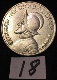 1934 Panama ½ Balboa 90% Silver High Grade Low Mintage KM#12.1