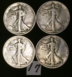 1935 Walking Liberty Half Dollar 50C Lot of 4