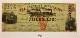 Confederate $5 Note State of Mississippi May 1st, 1862