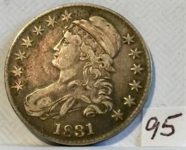1831 Capped Liberty Bust Half Dollar 50 Cents, Beautiful Rainbow Toning & Sharp Detail