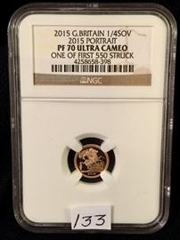 2015 Great Britain Gold ¼ Sovereign, Ultra Cameo Proof NGC PF70