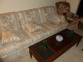Nice sofa & vintage slate-top coffee table