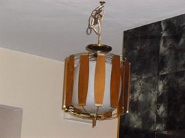 Cool mid-century light fixture (white glass has hairline crack)