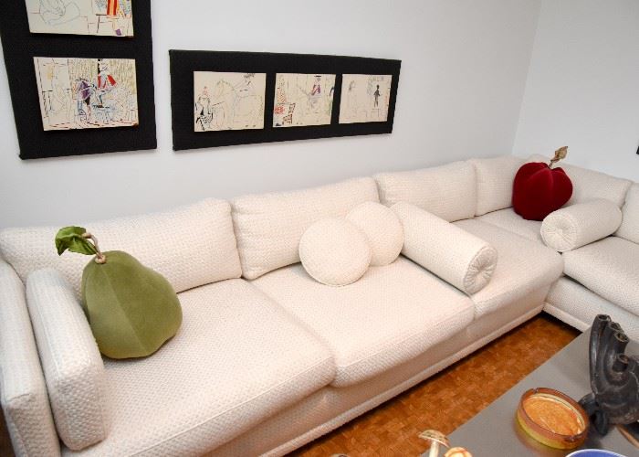 Mid Century Off-White Sectional Sofa