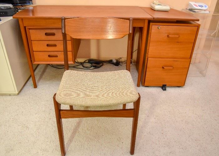 Mid Century Modern Drop-Leaf Desk & Chair