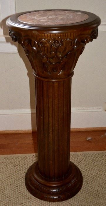 wood plant stand with marble top