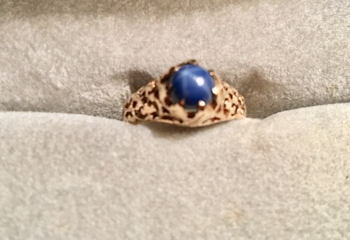 14k reticulated ring w/star sapphire