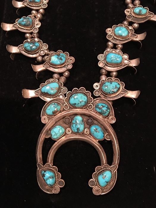 Vintage sterling Squash Blossom necklace 