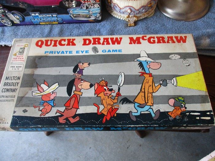 Quick Draw McGraw Private Eye Game with all its original pieces.  Mid 1960s.