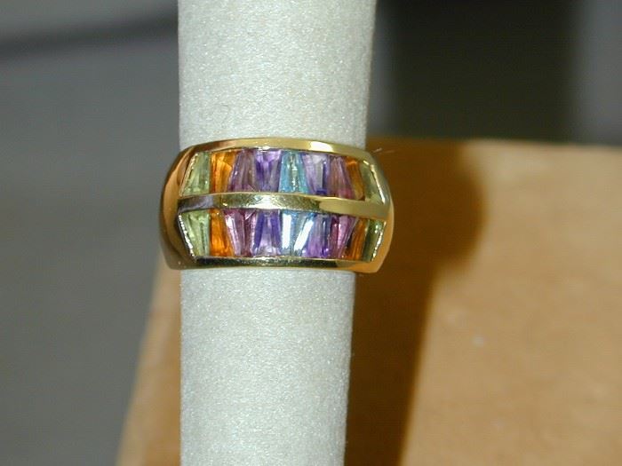 H Stern 18k Rainbow Gemstone Ring - Size 7