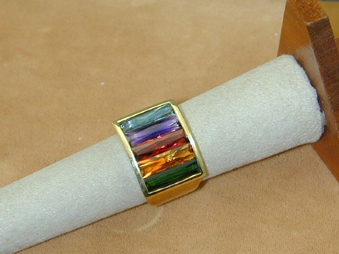 H Stern 18k Rainbow Gemstone Ring Size 7.25