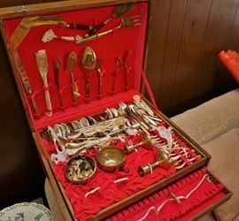 Indian brass flatware set