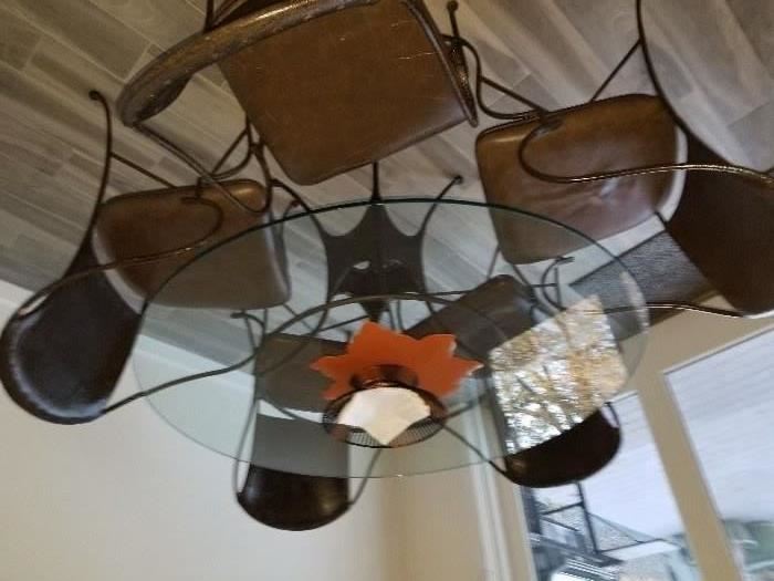 IRON AND GLASS TABLE SET 