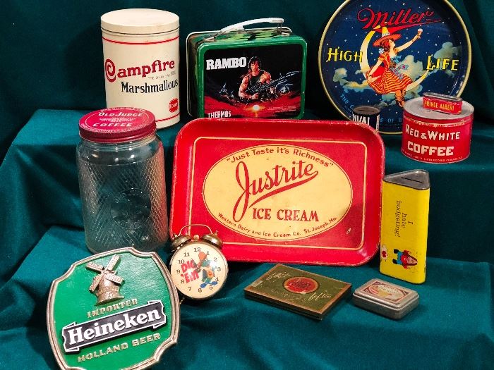 Vintage product tins/containers and advertising items.  Tobacciana and Breweriana collectibles.