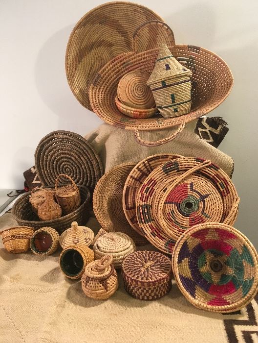 Collection of Hand Woven Baskets.