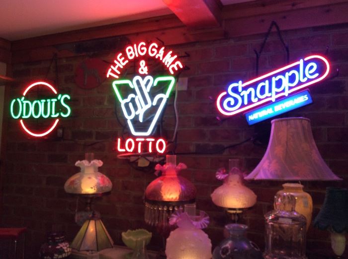 Neon signs. The Lotto sign is not for sale but the other two are!