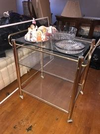 Brass and glass bar cart