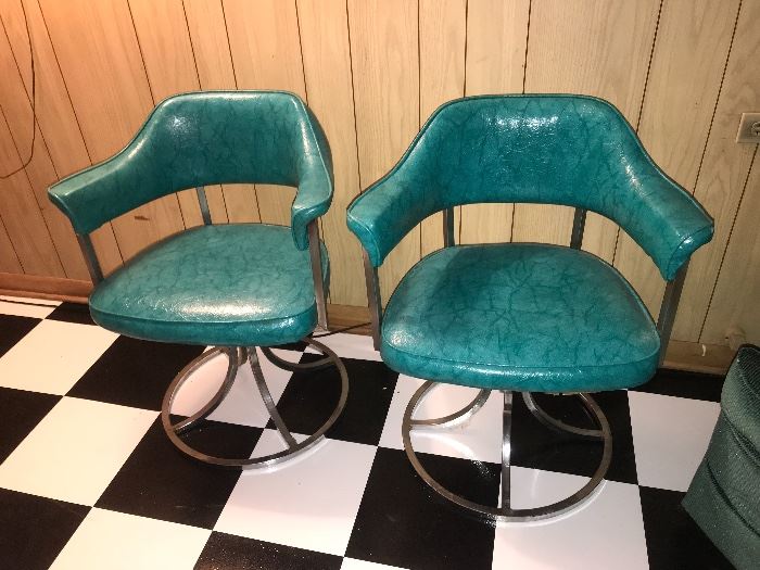 (3) total retro teal chairs!
