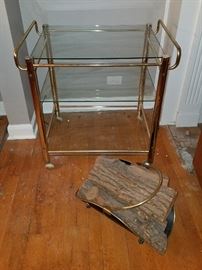 Brass and glass cart.