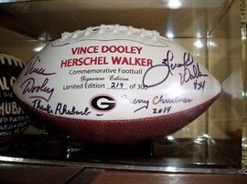 Autographed Football By Ga Coach Vince Dooley and Herschel Walker
