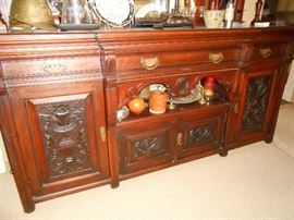 Base of English sideboard, very ornate
