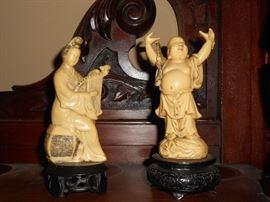 Carved pair oriental figures
