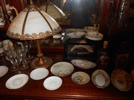 6 section slag glass lamp