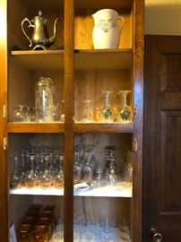 silver coffee pot, wine goblets