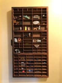 antique printers tray, miniatures