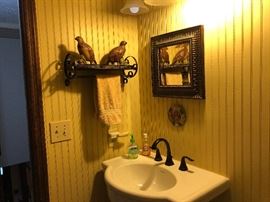 wall shelf, ceramic quails