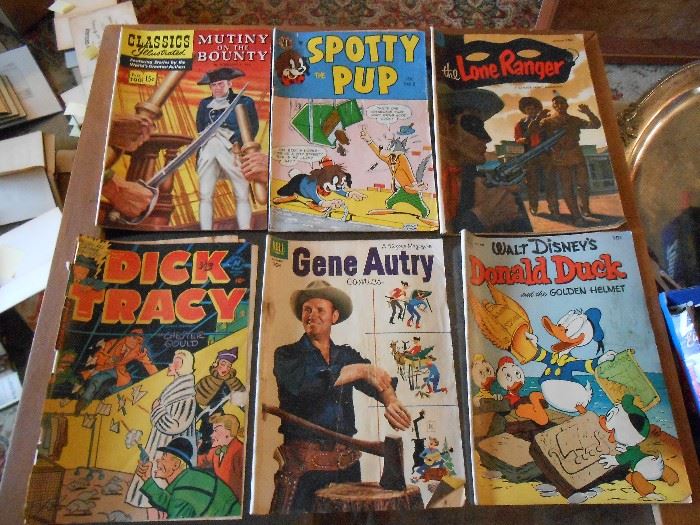 Comics- Classics Mutiny on the bounty, spotty pup, Lone Ranger, Dick Tracy, Gene Autry, Donald Duck
