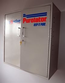PUROLATOR PROMOTIDE OIL FILTERS, STORAGE CABINET 30"H X 30"W X 12"D AND A/C DELCO FILTERS,