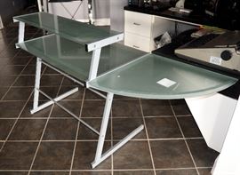 FROSTED GLASS DESK EXTENSION 37"H X 60.5"W X 24"D