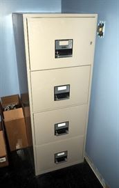 DIEBOLD INSULATED 1 HOUR FIRE FILING DIVICE AND DOUBLE PEDESTLE COMPOSITE DESK