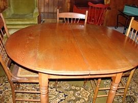 Antique Chairs with Cane Seats, Mid Century Modern Dining Table