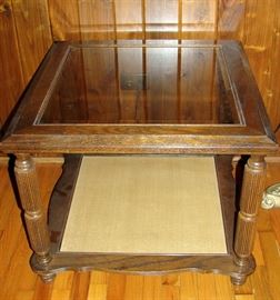 Mid Century Modern Oak and Glass End Table