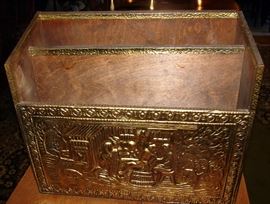 Ornate Pressed Tin Magazine Rack