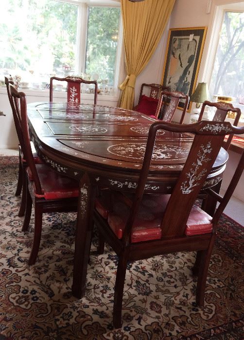 Mop inlay rosewood dining room table and Chairs