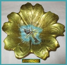 Vintage Cast Iron Leaf Dish, Marked Copyright 1948