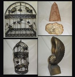  Decorative Bird Cages, Geode and Shell Decoration 