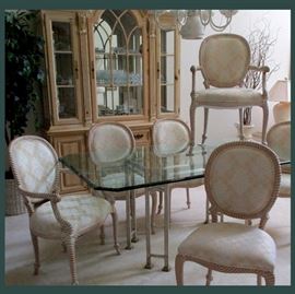 Elegant Formal Dinette Set with Sea Shell Inlay in Base of Table